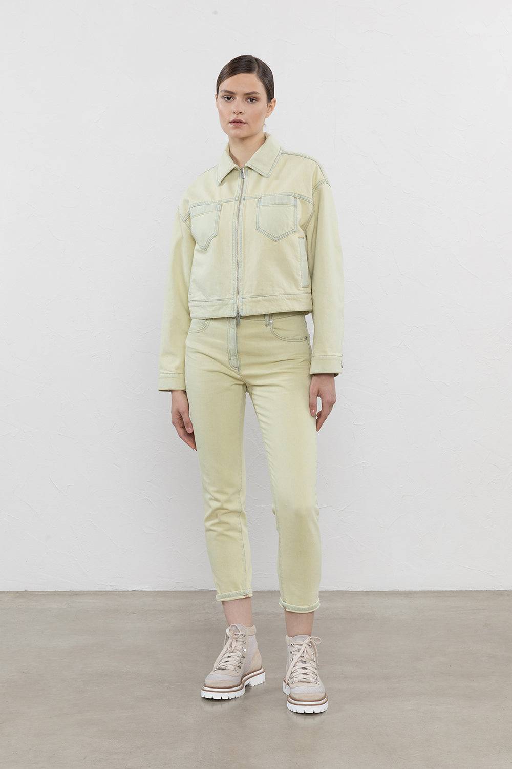 Peserico Giubbino Denim In Twill Di Cotone Stretch