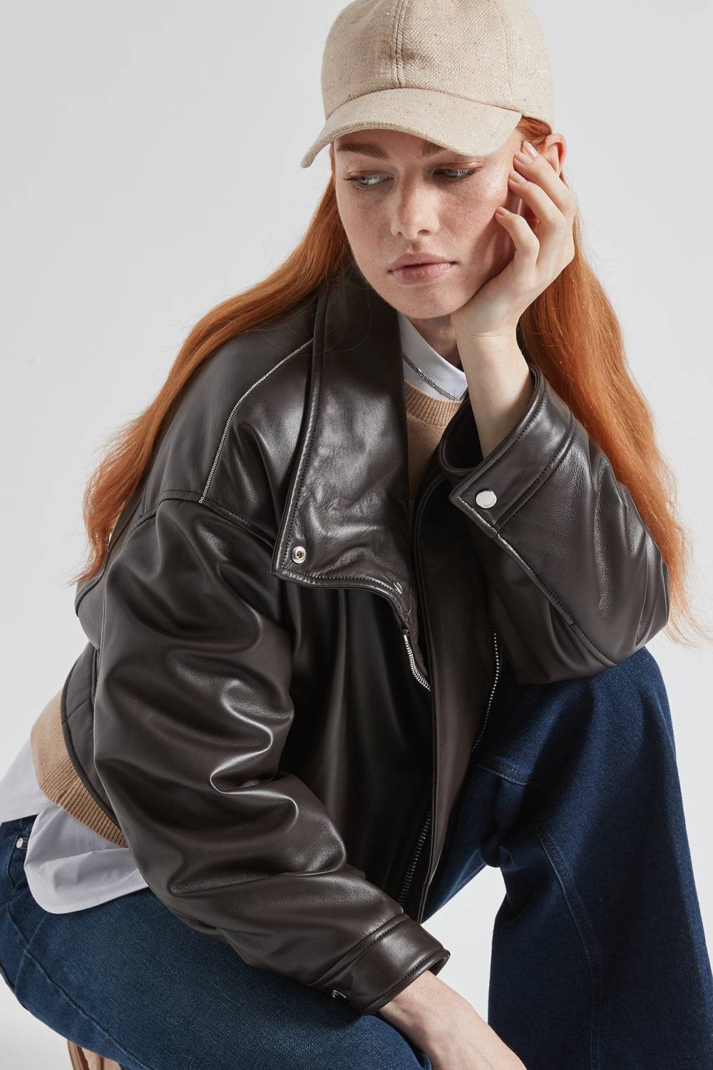 Peserico Giubbino Doppiopetto In Vera Pelle