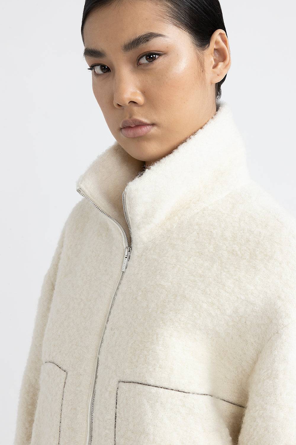 Peserico Giubbino In Panno Bouclè Di Lana E Alpaca