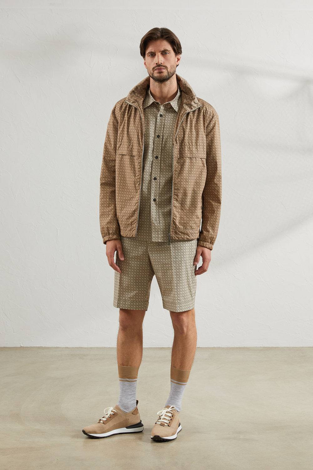 Peserico Giubbino In Popeline Di Nylon Stampato