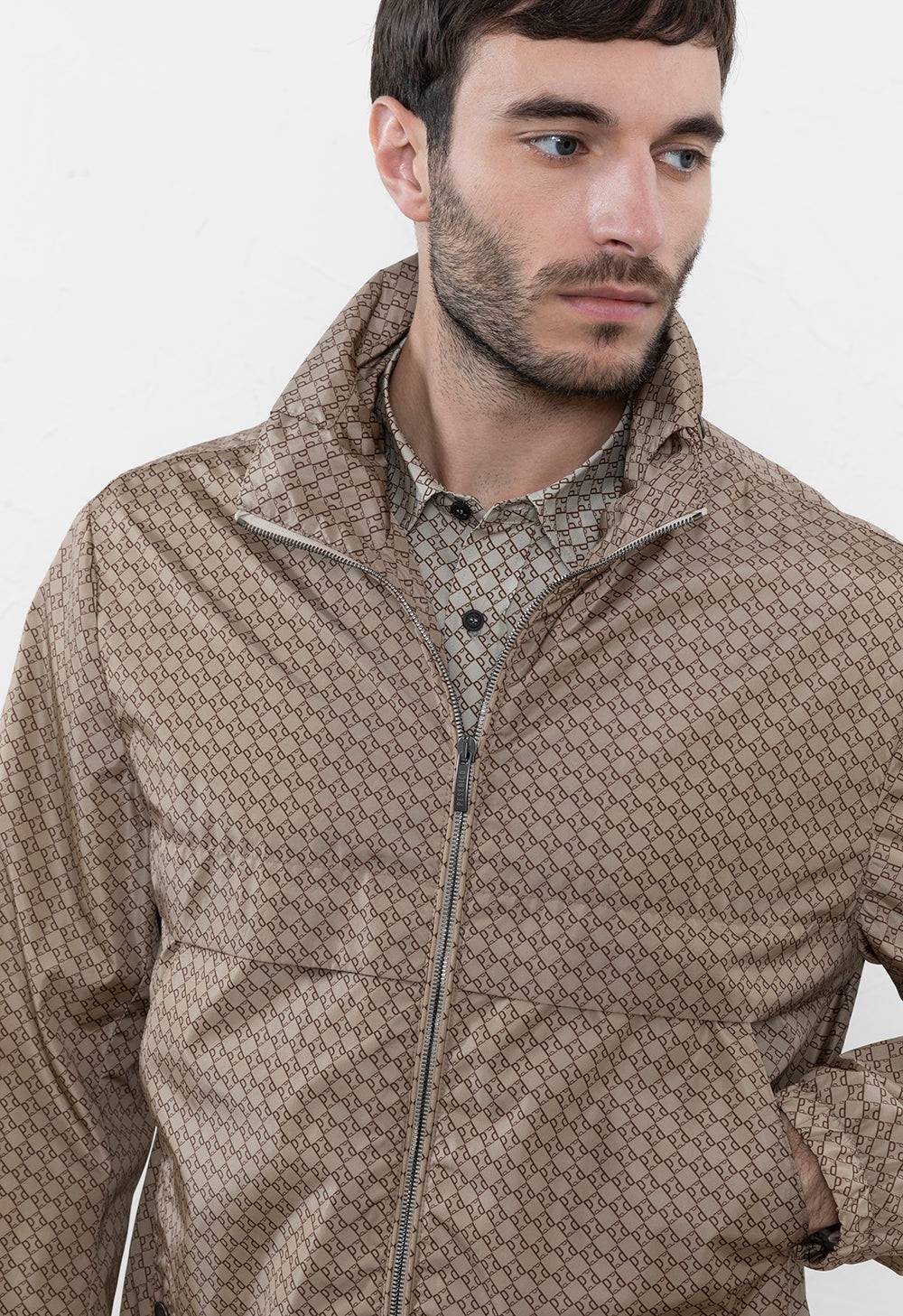 Peserico Giubbino In Popeline Di Nylon Stampato