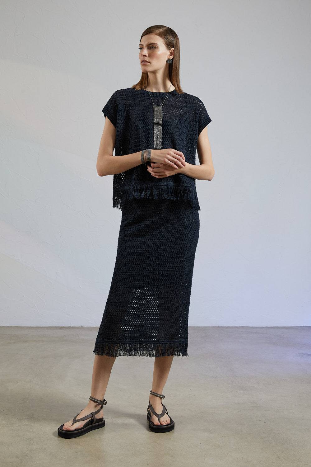 Peserico Gonna In Filato Di Lino E Cotone