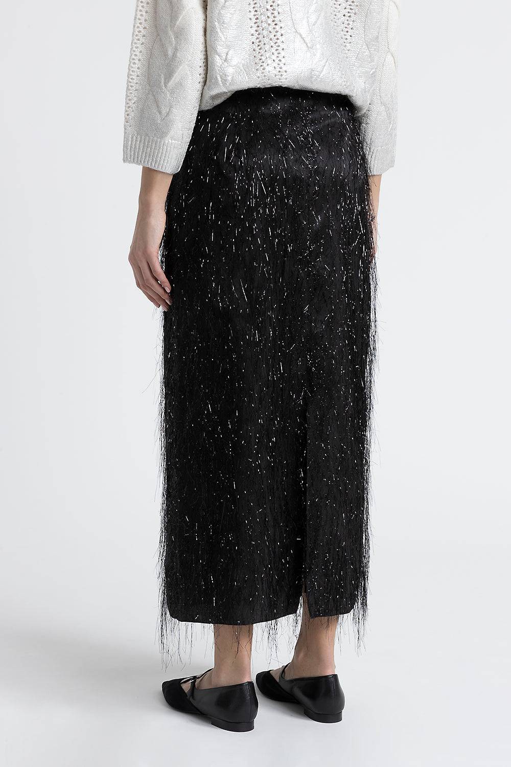 Peserico Gonna Lunga A Tubino In Viscosa Con Lurex