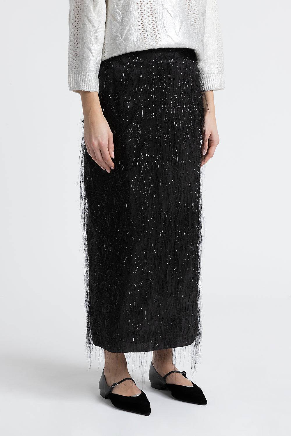 Peserico Gonna lunga a tubino in viscosa con lurex