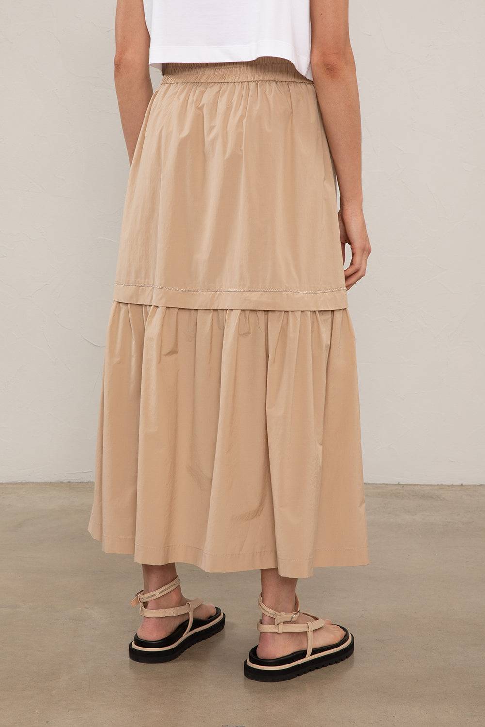 Peserico Gonna Lunga In Popeline Misto Cotone