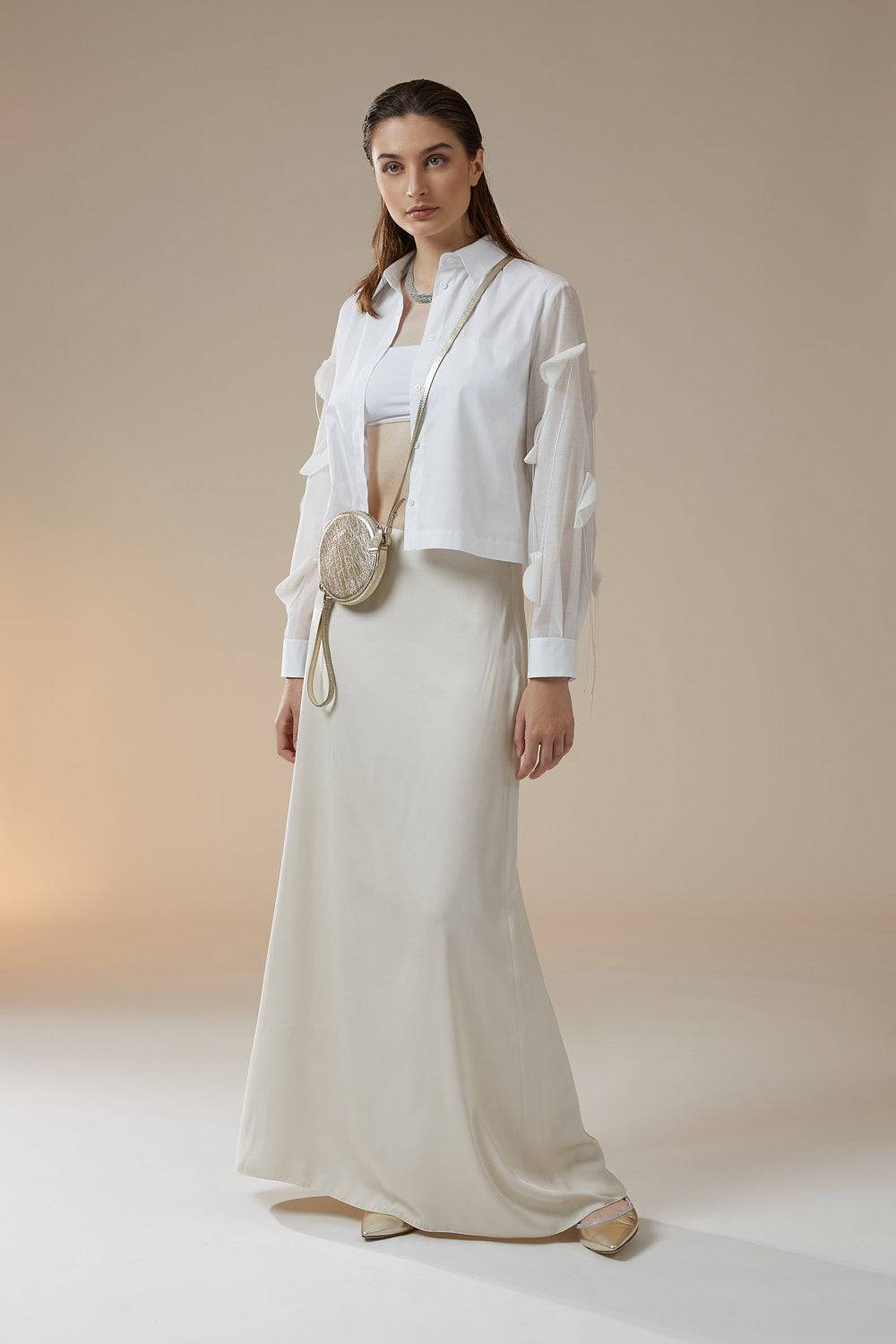 Peserico Gonna Lunga In Satin Di Viscosa