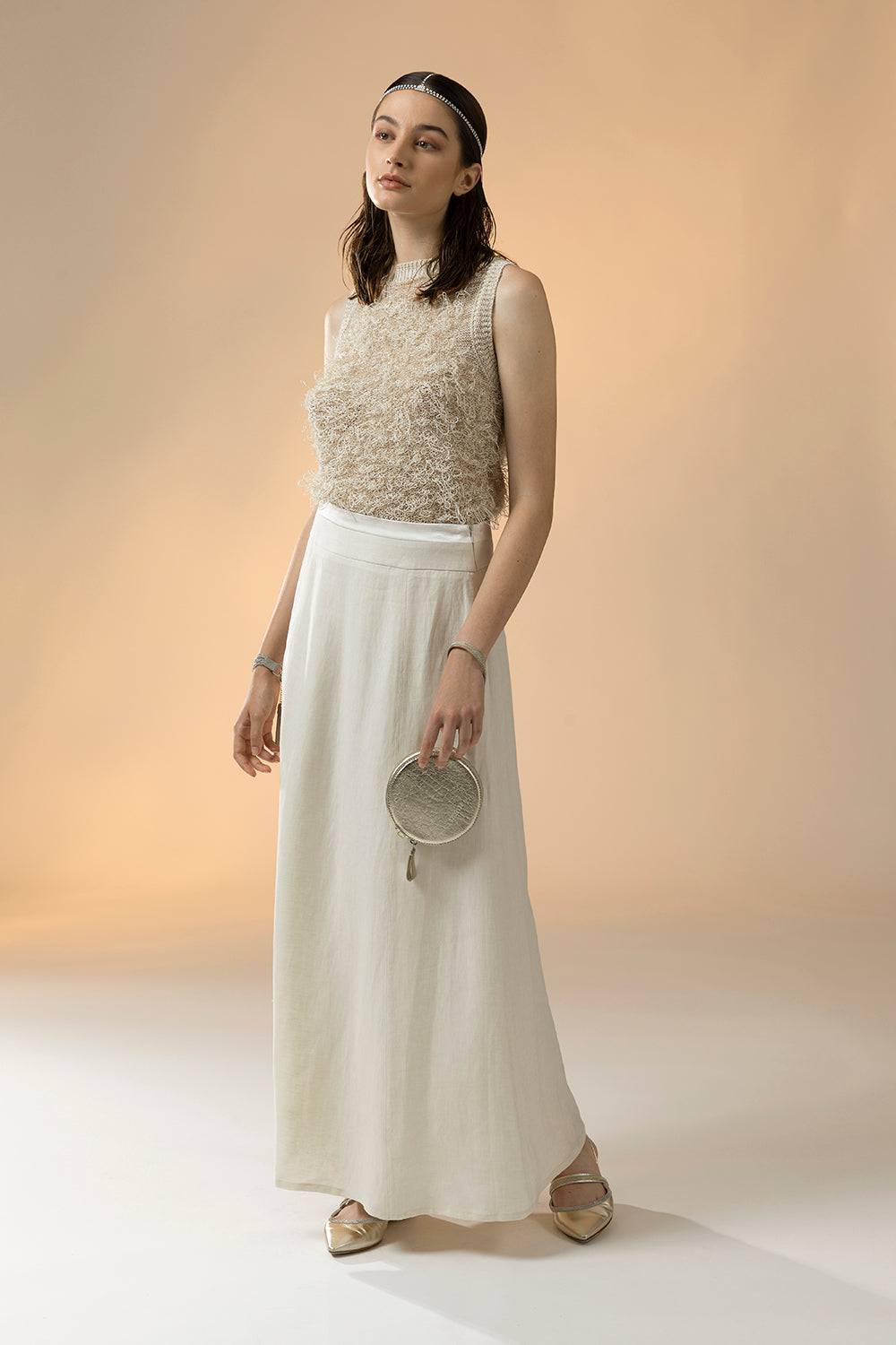 Peserico Gonna Lunga In Tela Di Puro Lino