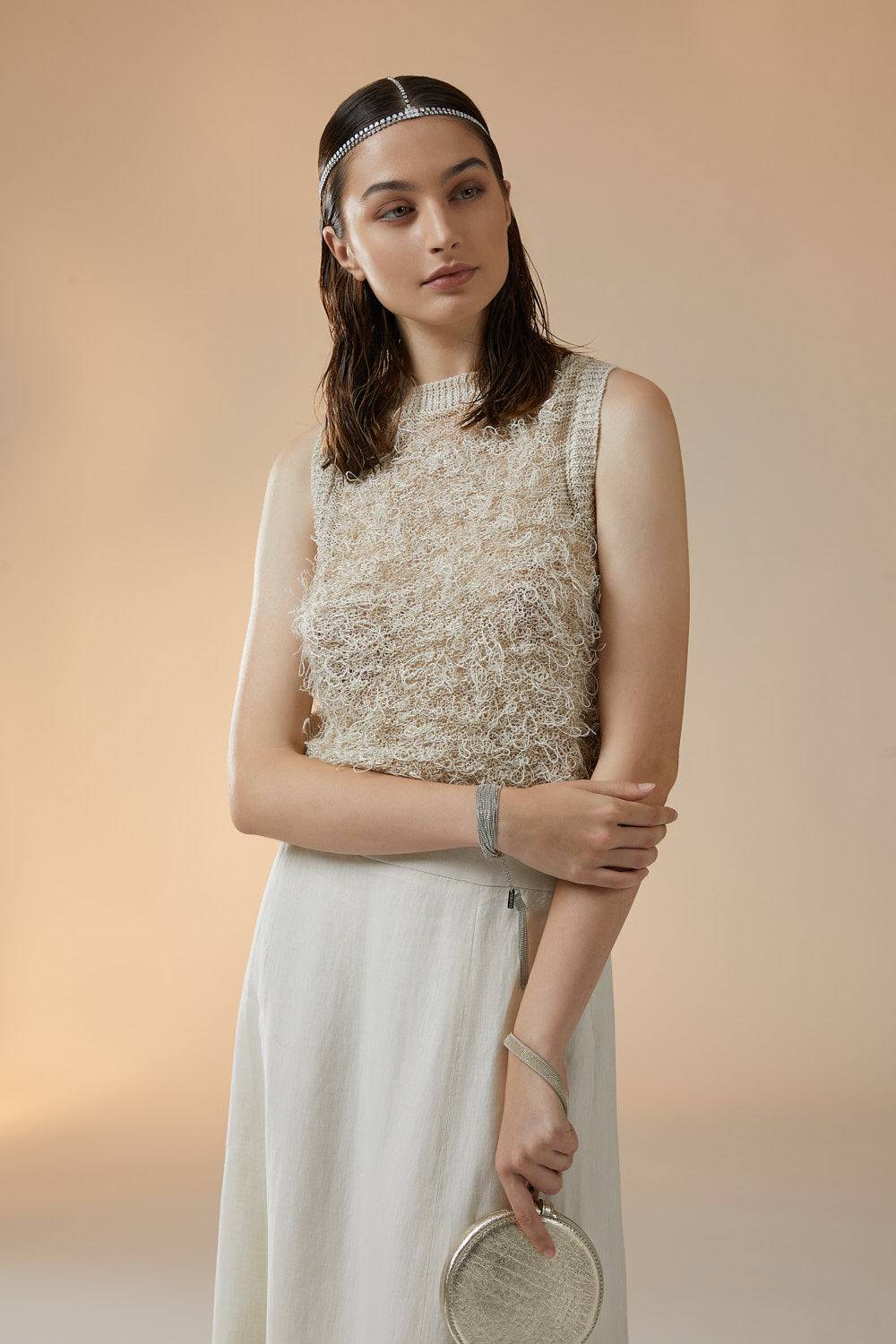 Peserico Gonna Lunga In Tela Di Puro Lino