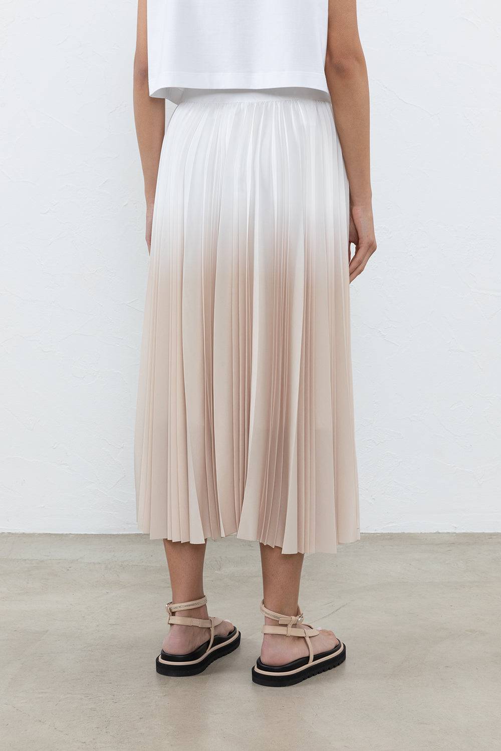 Peserico Gonna Midi Degradé In Plissé Soleil