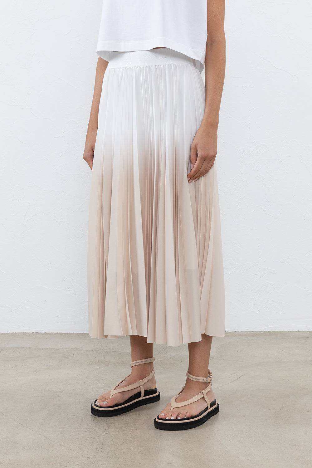 Peserico Gonna midi degradé in plissé soleil