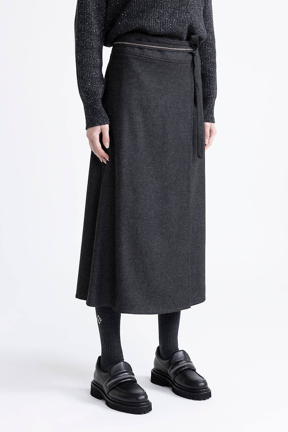 Peserico Gonna midi in flanella di viscosa e lana