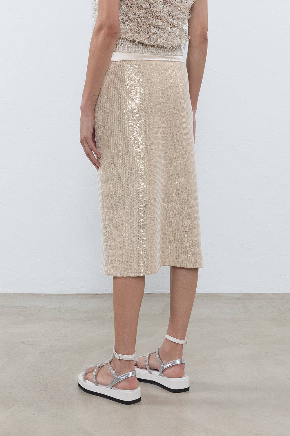 Peserico Gonna Midi In Tulle E Paillettes