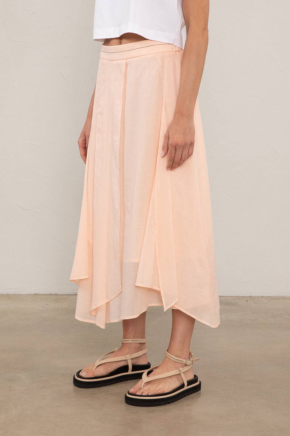 Peserico Gonna midi in voile di puro cotone