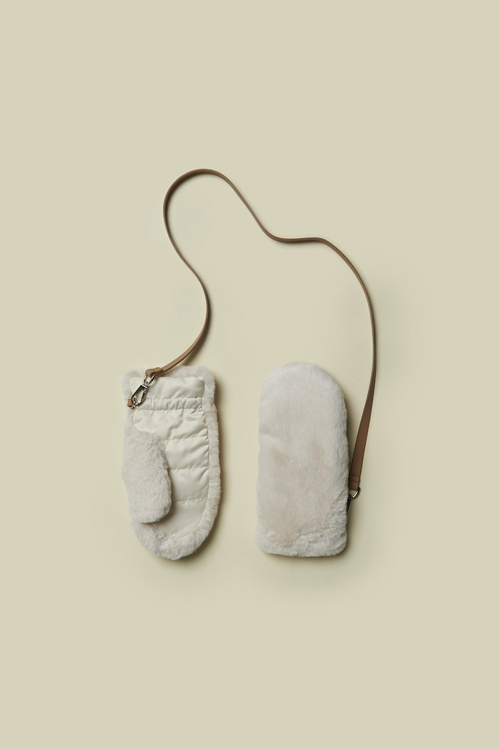 Peserico Guanto muffola in eco-pelliccia e nylon