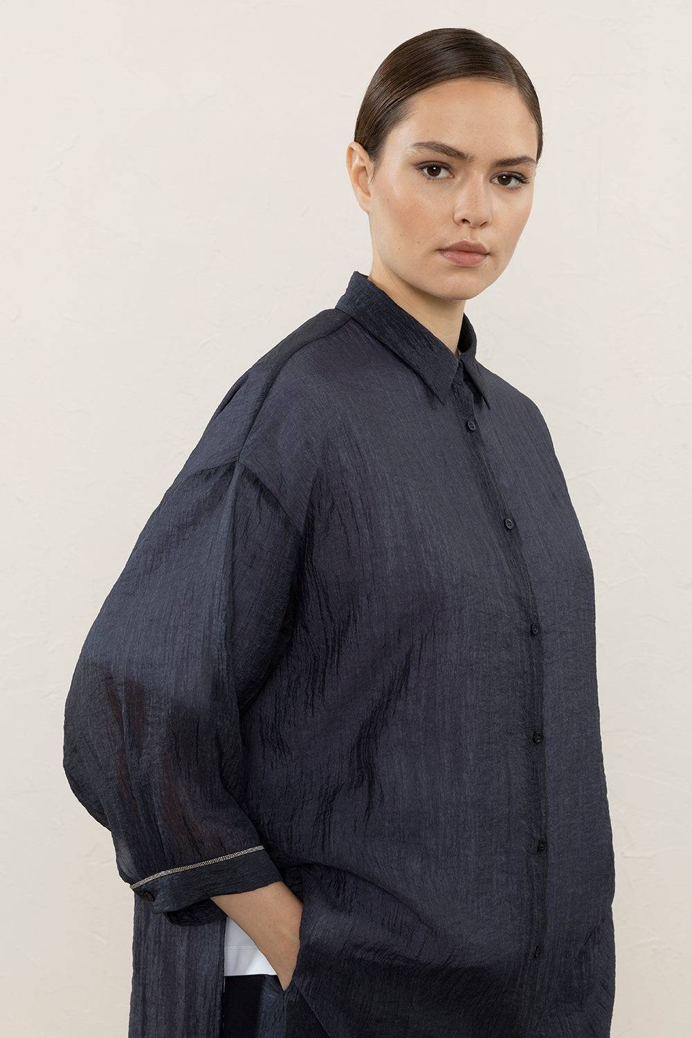 Peserico Lungo Chemisier In Organza Tecnica