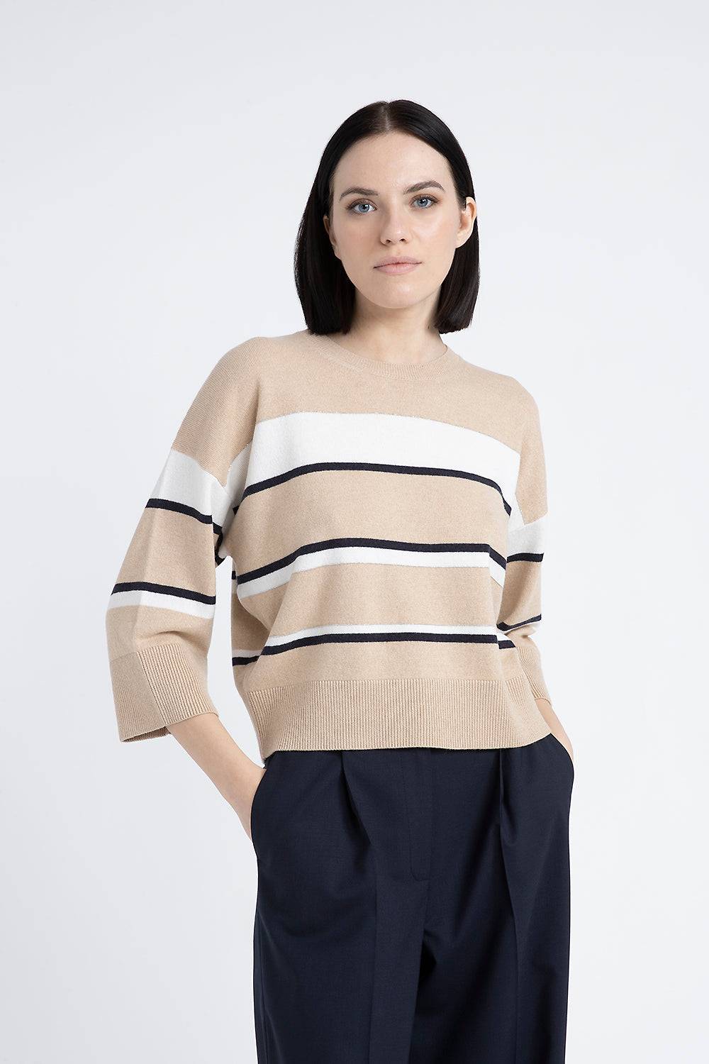 Peserico Maglia a righe in lana seta cashmere
