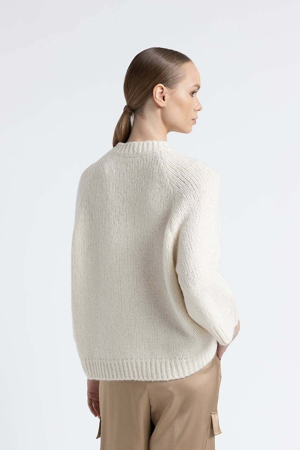 Peserico Maglia Crop Con Ricamo In Alpaca E Lana