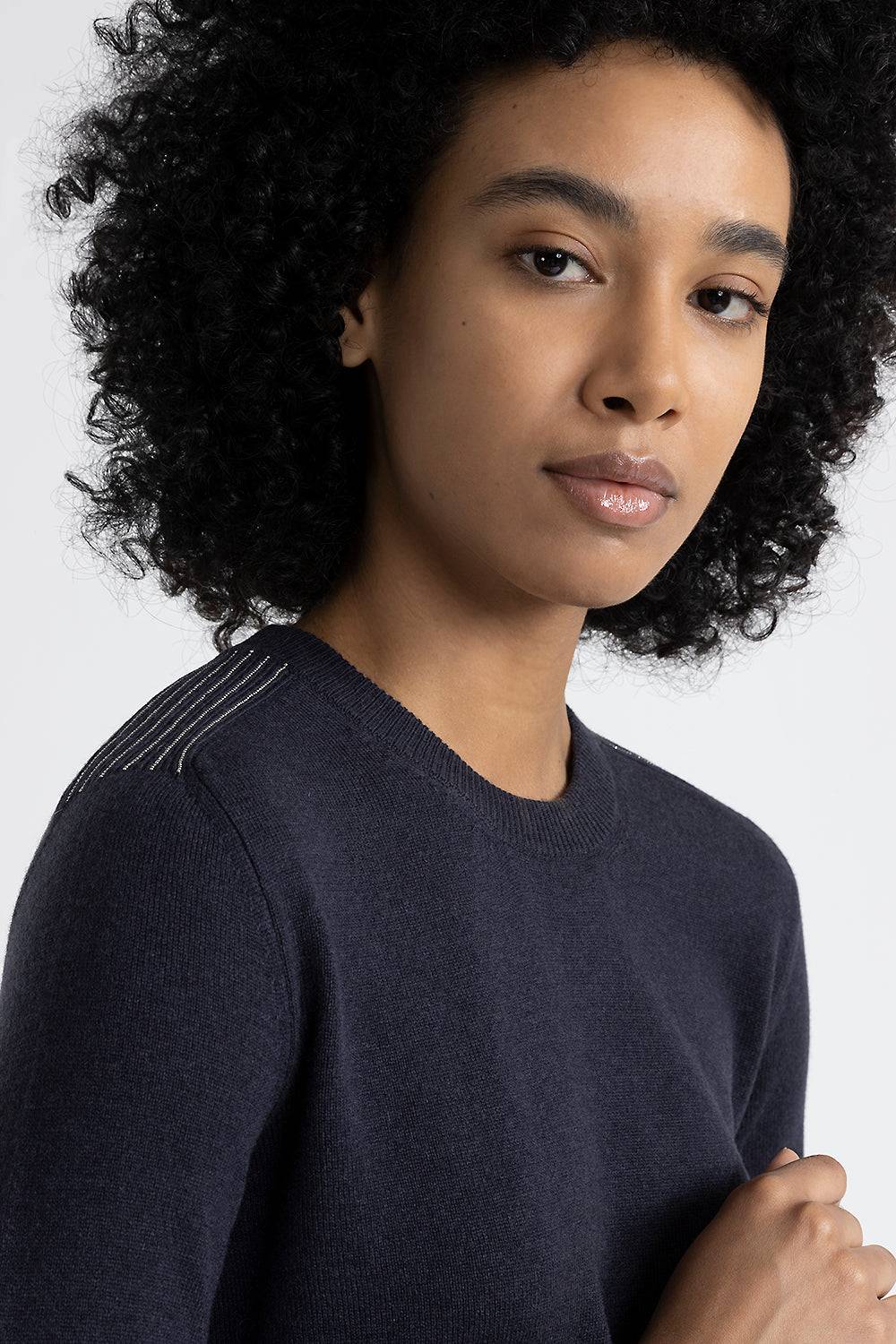 Peserico Maglia Giracollo In Lana, Seta E Cashmere