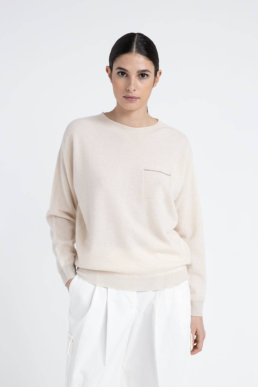 Peserico Maglia girocollo in puro cashmere e lurex