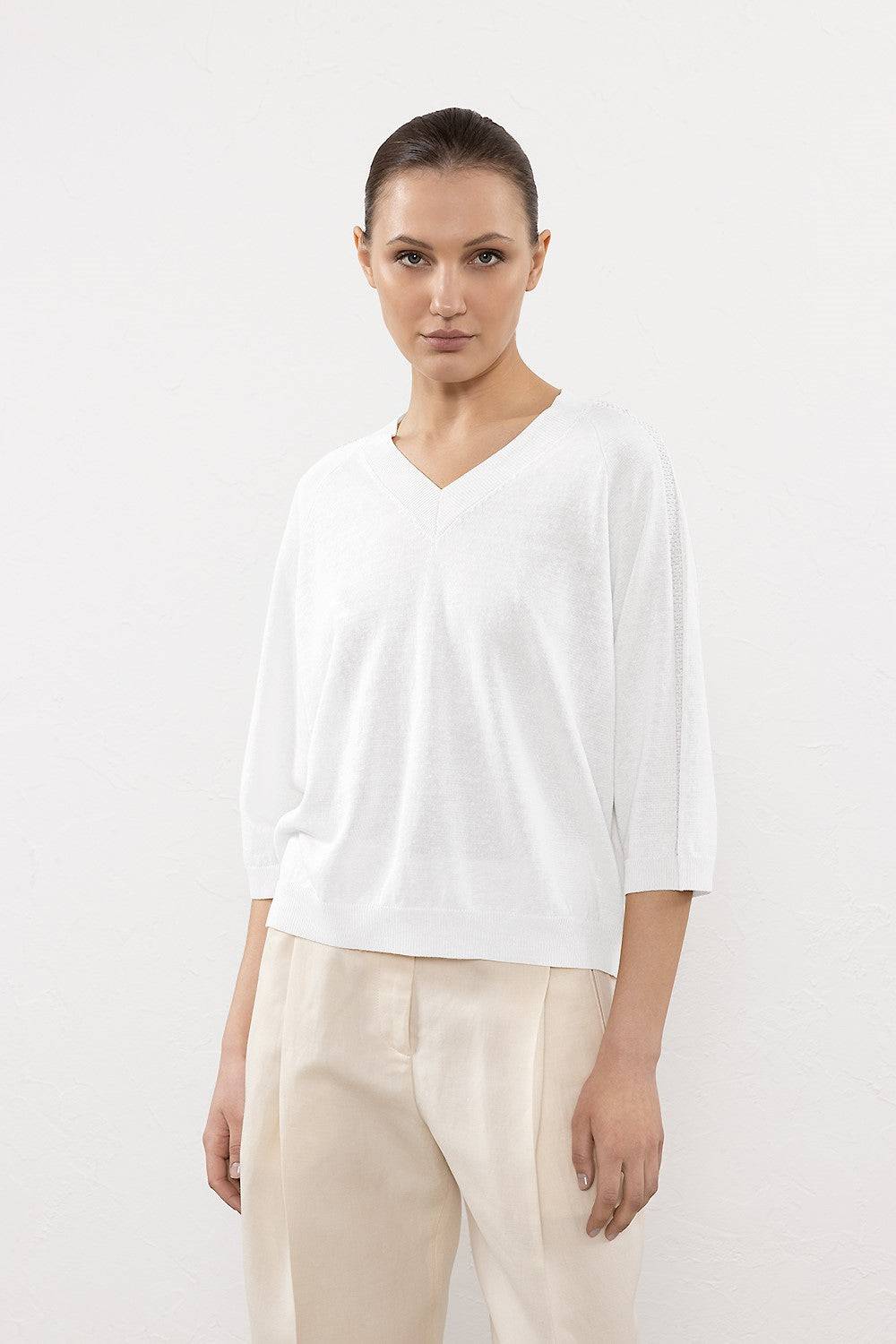 Peserico Maglia in filato di lino cotone crepe