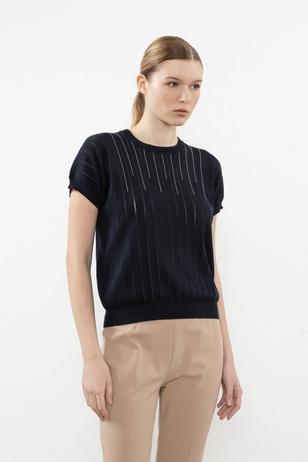 Peserico Maglia in filato di puro cotone crepe