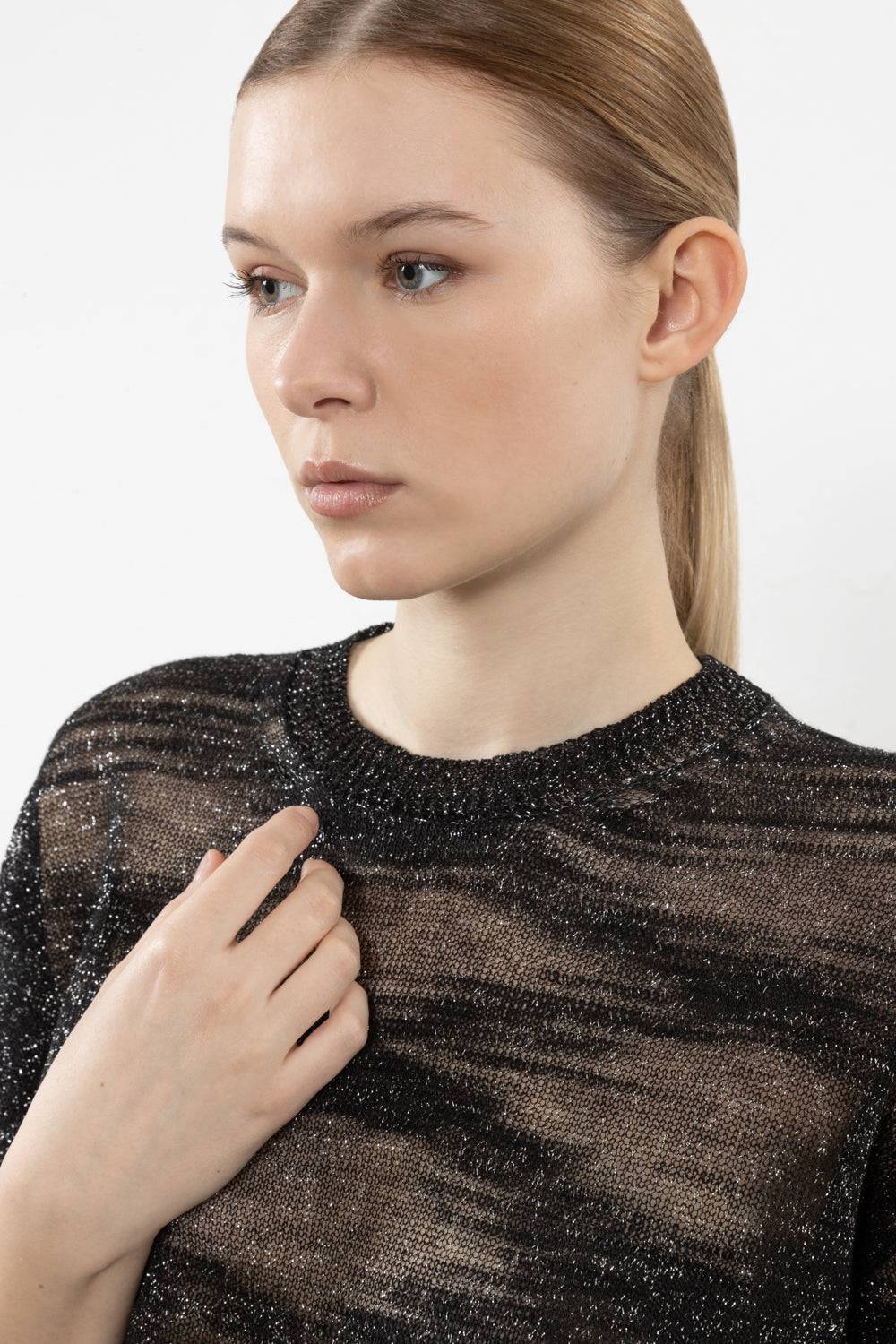 Peserico Maglia In Filato Fiammato Lino E Lurex