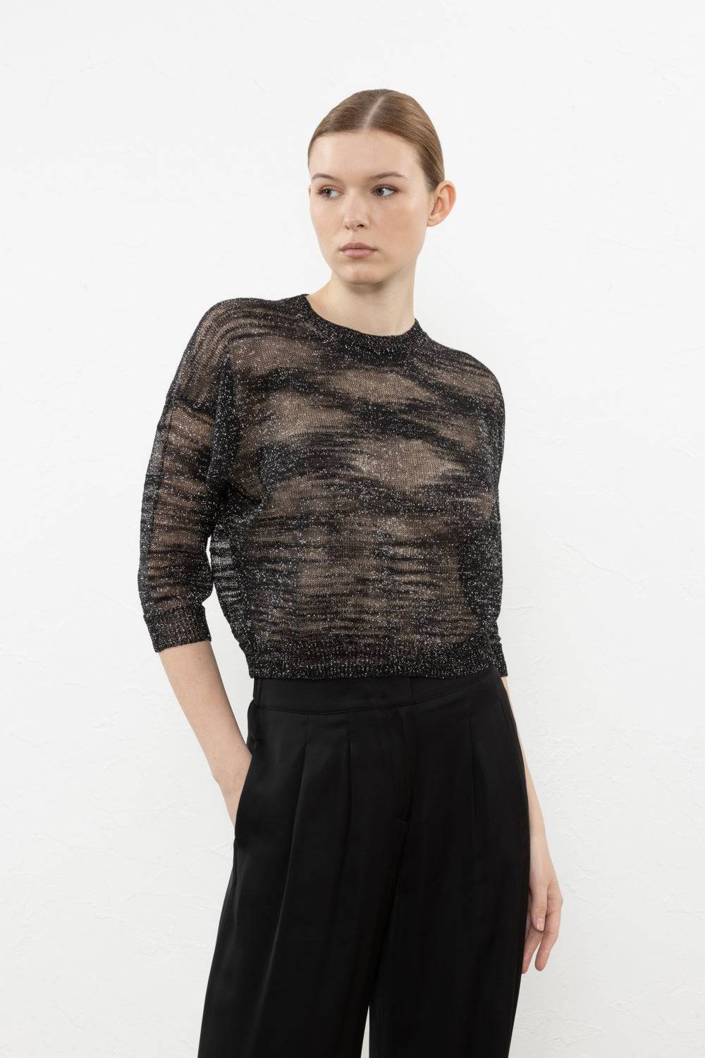 Peserico Maglia in filato fiammato lino e lurex