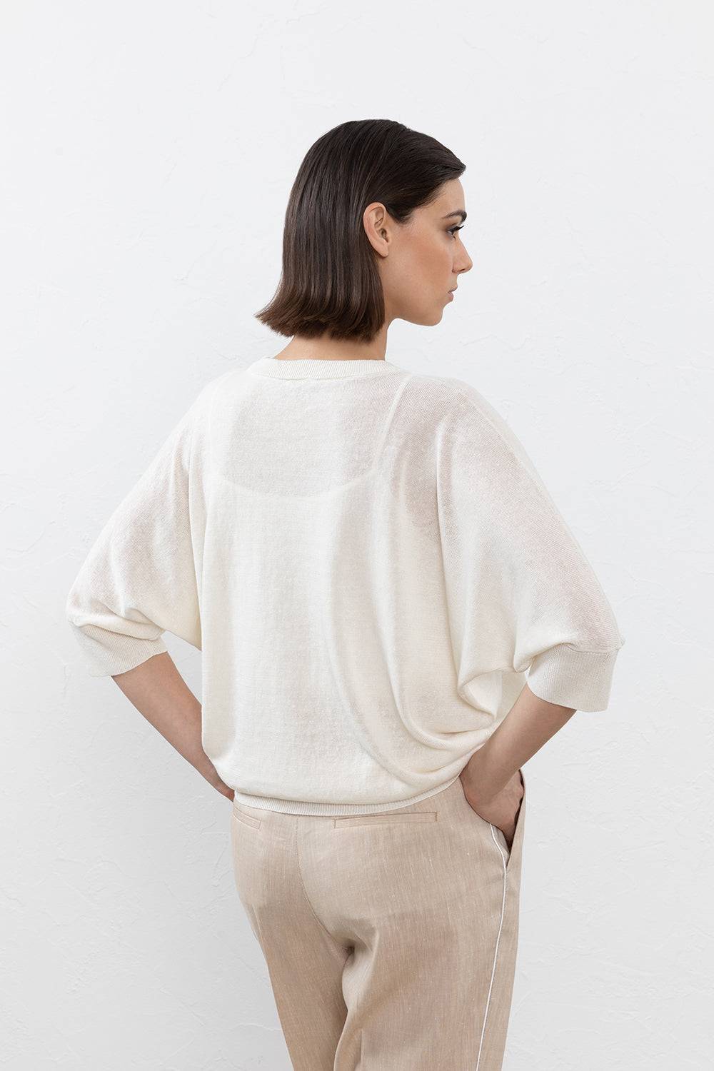 Peserico Maglia In Filato Lino Cotone E Punto Luce