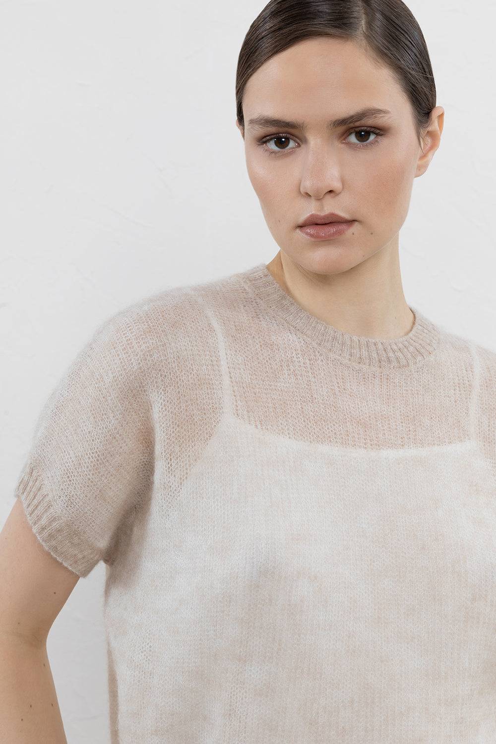 Peserico Maglia Maniche Corte In Alpaca Suri