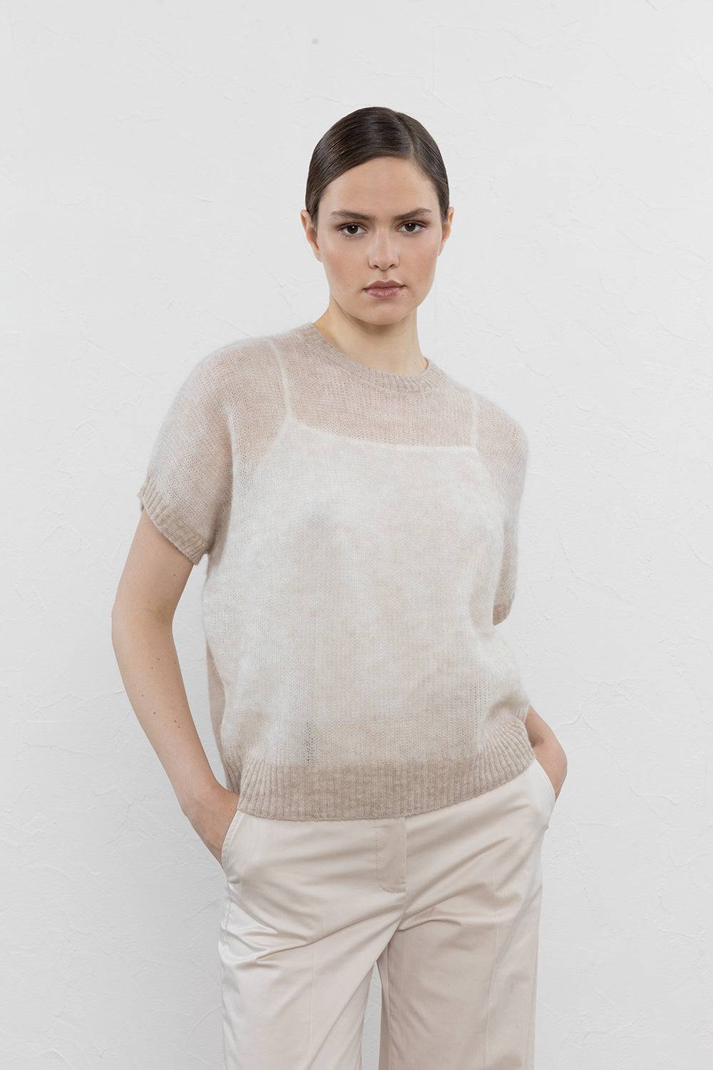 Peserico Maglia maniche corte in alpaca suri