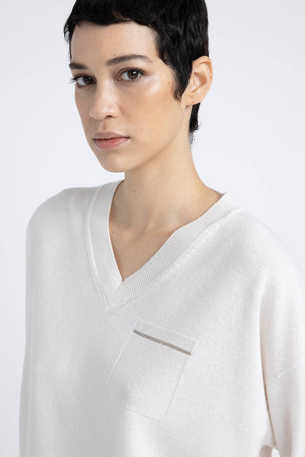 Peserico Maglia Scollo A V In Puro Cashmere