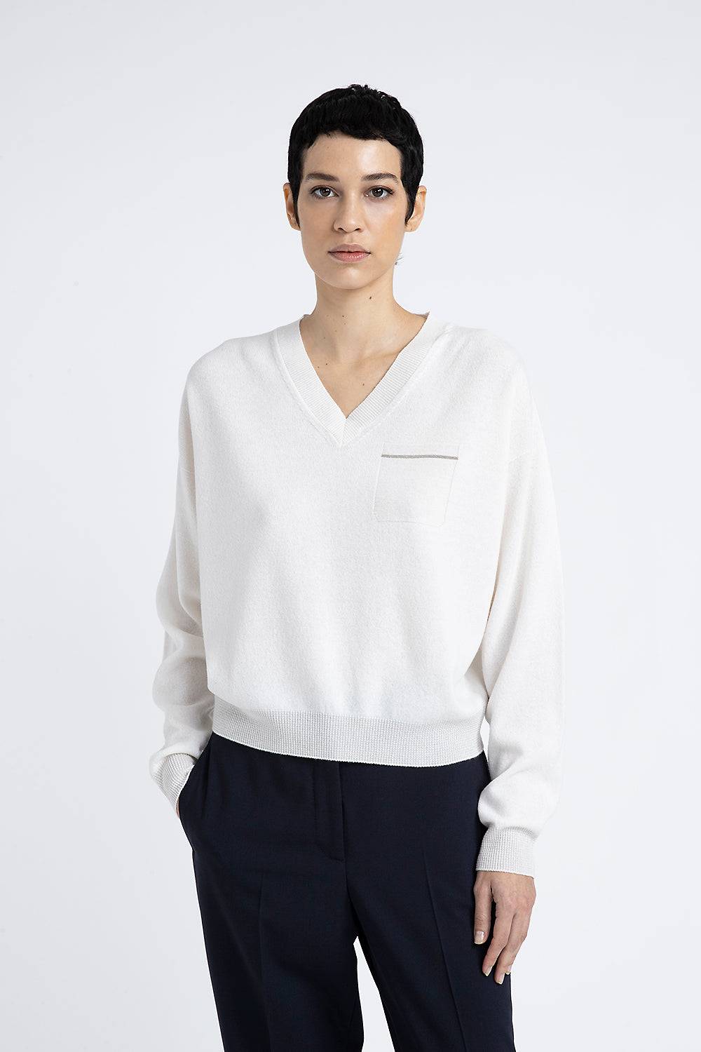 Peserico Maglia scollo a V in puro cashmere