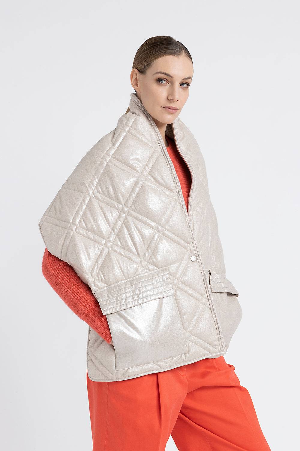 Peserico Maxi sciarpa trapuntata laminata