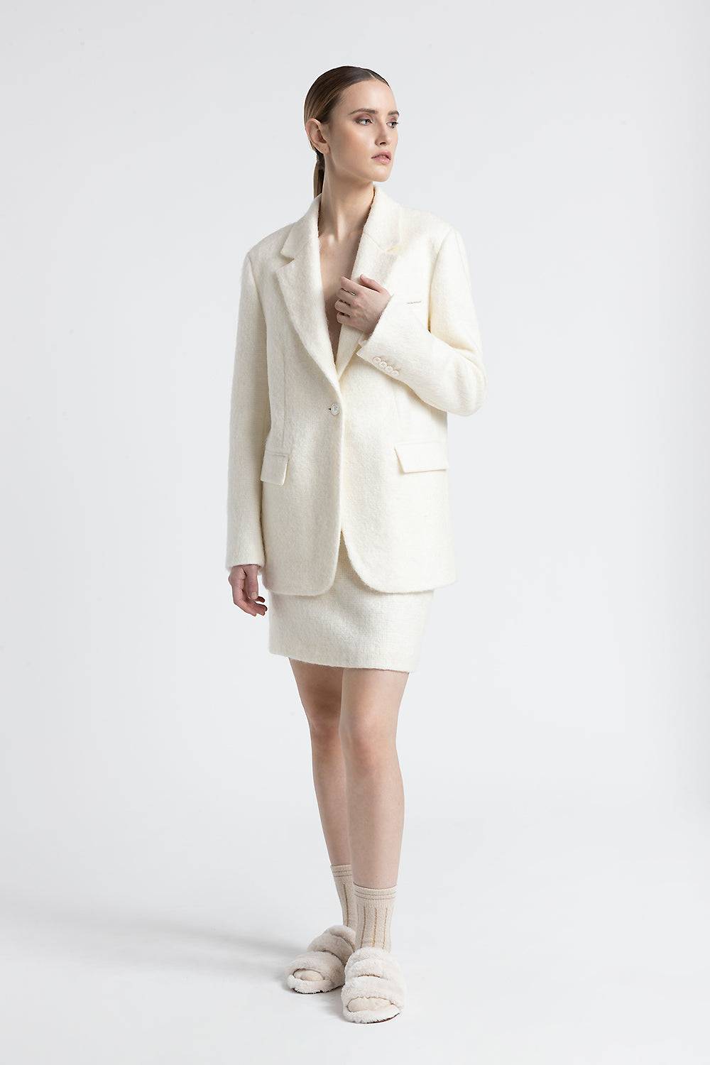 Peserico Minigonna A Pelo Lungo Di Lana E Mohair