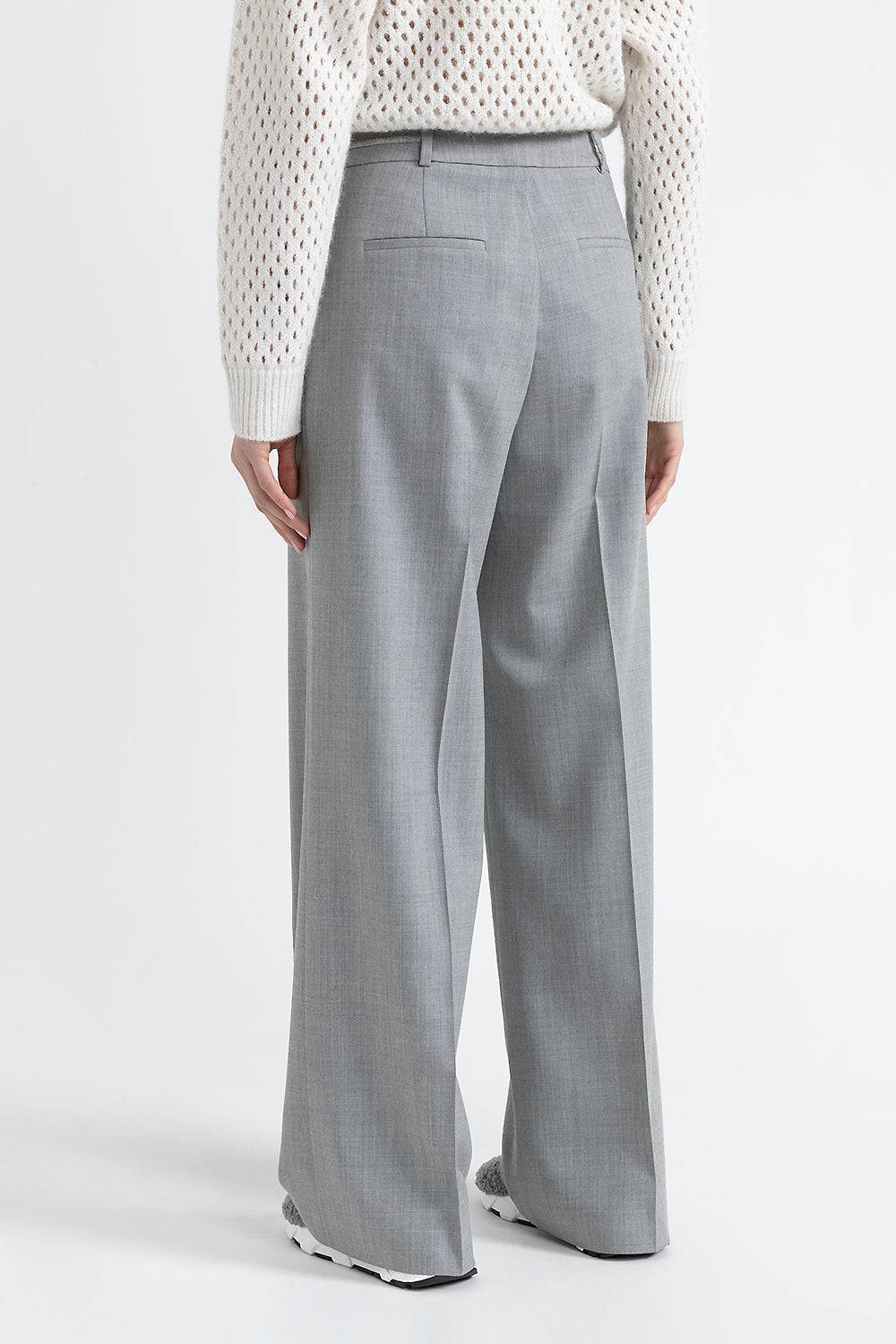 Peserico Pantalone A Palazzo In Lana Tecnica