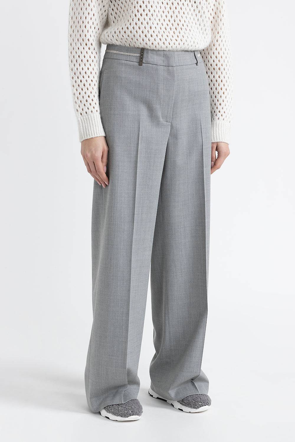 Peserico Pantalone a palazzo in lana tecnica