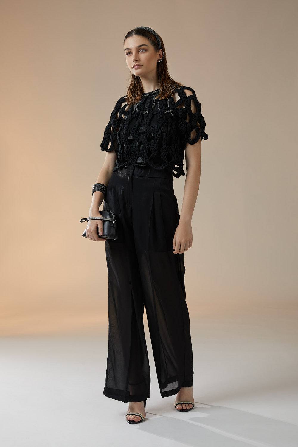 Peserico Pantalone A Palazzo In Leggero Chiffon