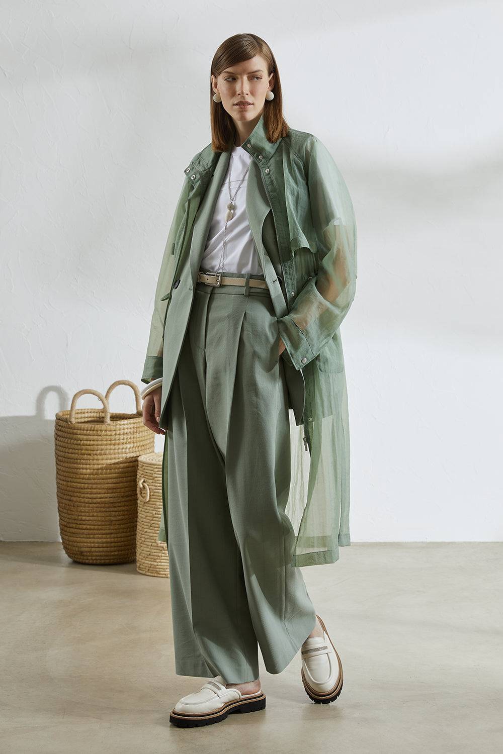 Peserico Pantalone A Palazzo In Lino E Cotone