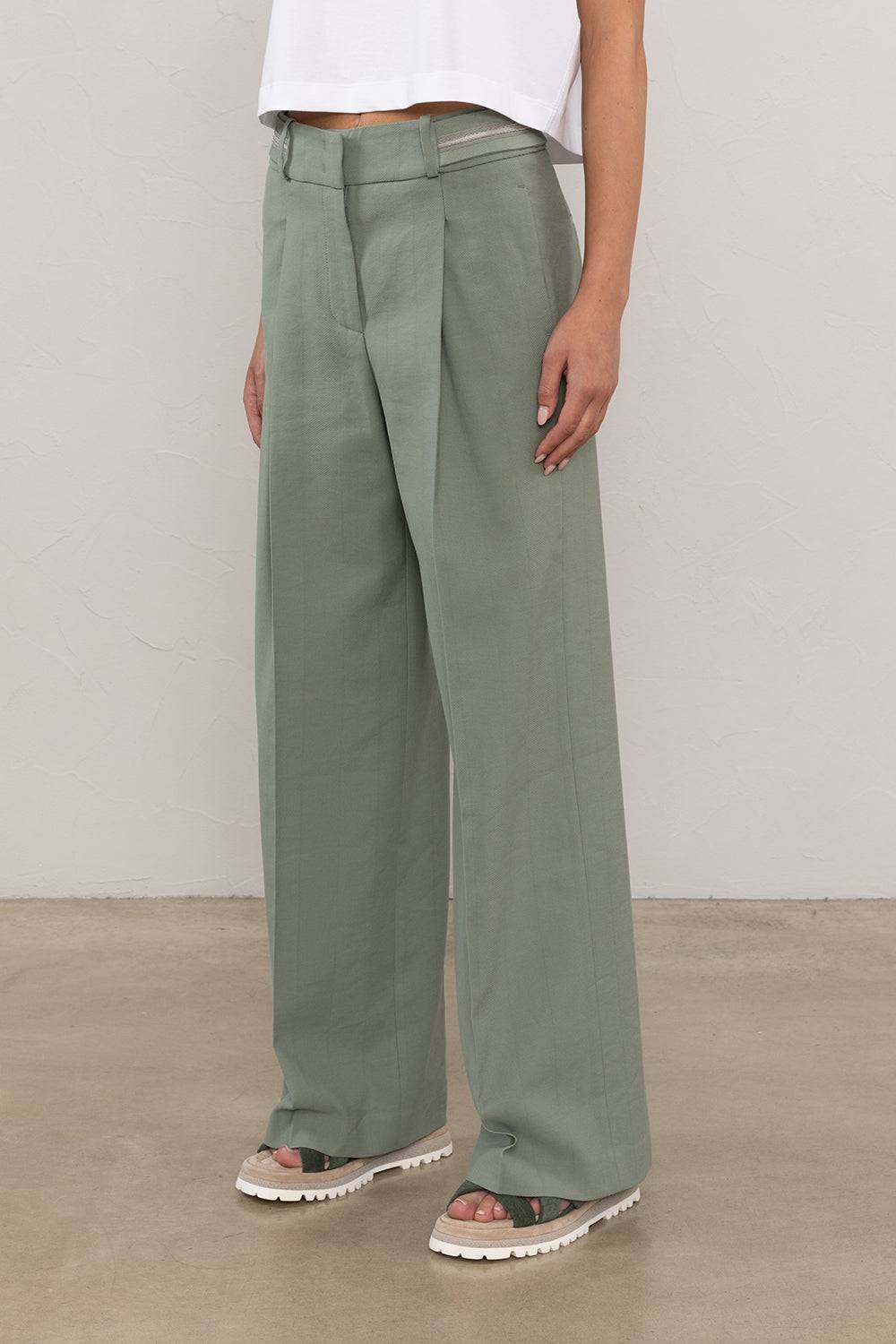 Peserico Pantalone a palazzo in lino e cotone