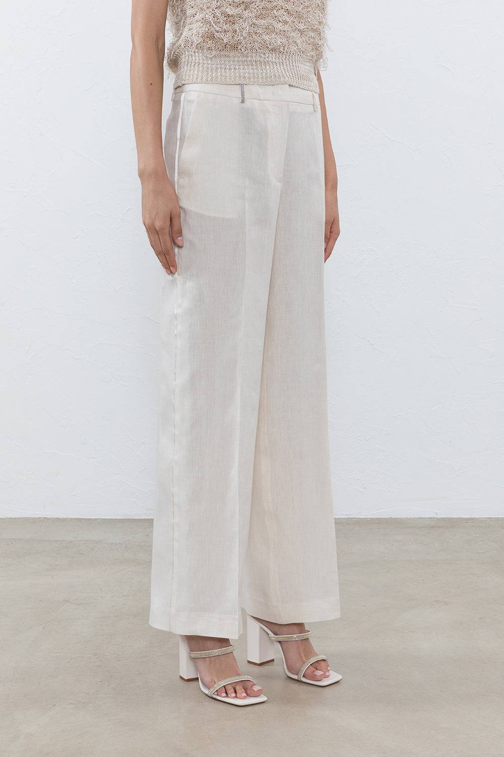 Peserico Pantalone a palazzo in puro lino