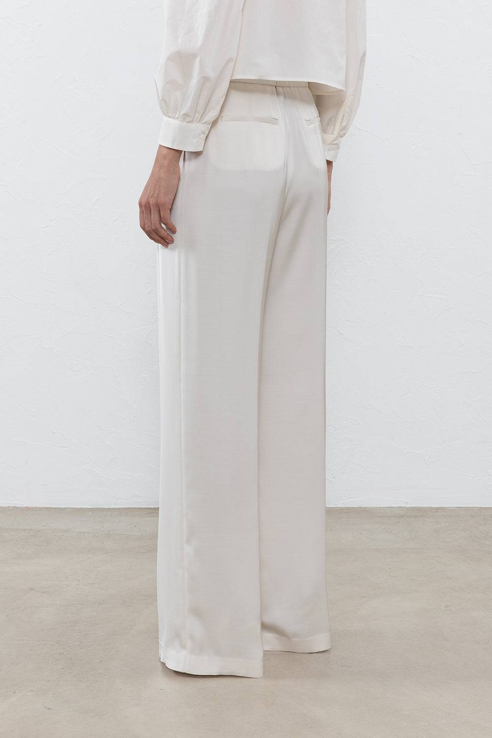 Peserico Pantalone A Palazzo In Satin Di Viscosa