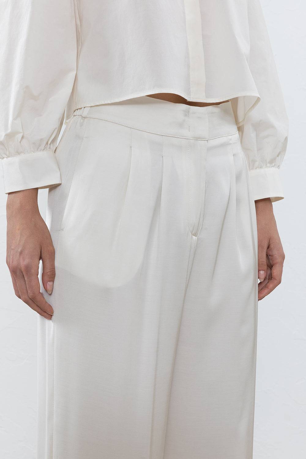 Peserico Pantalone A Palazzo In Satin Di Viscosa