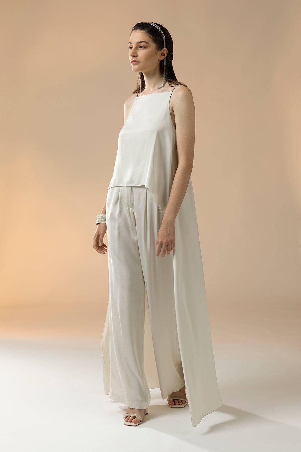 Peserico Pantalone A Palazzo In Satin Di Viscosa