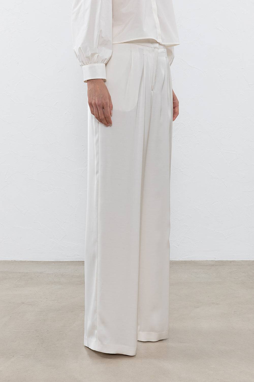 Peserico Pantalone a palazzo in satin di viscosa