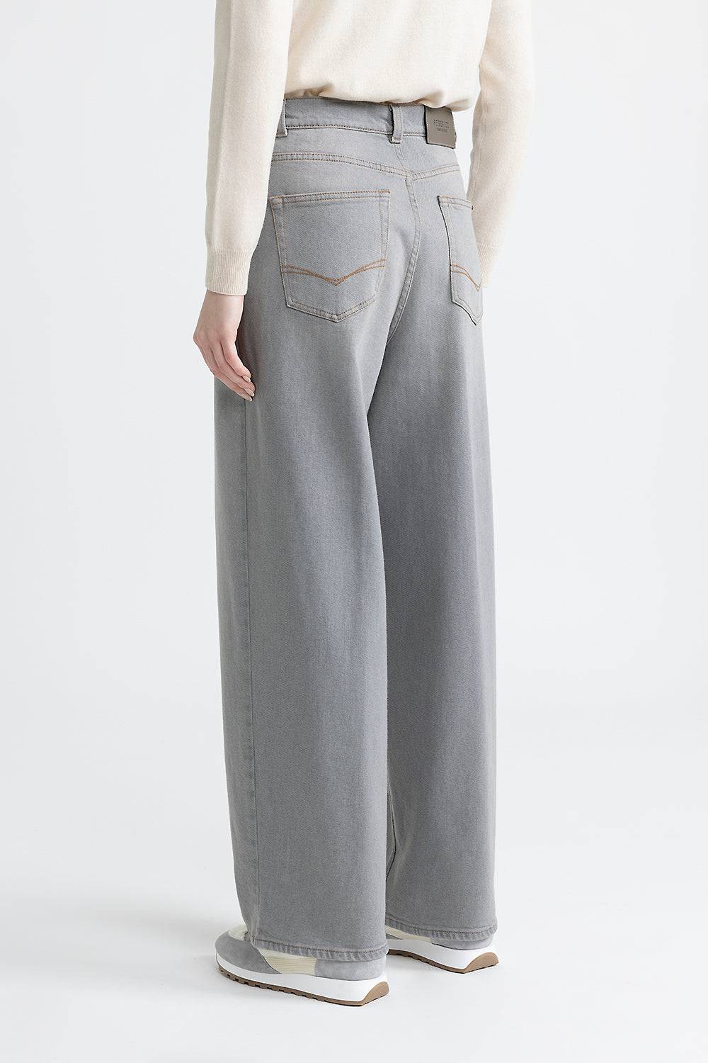 Peserico Pantalone Baggy Over In Denim