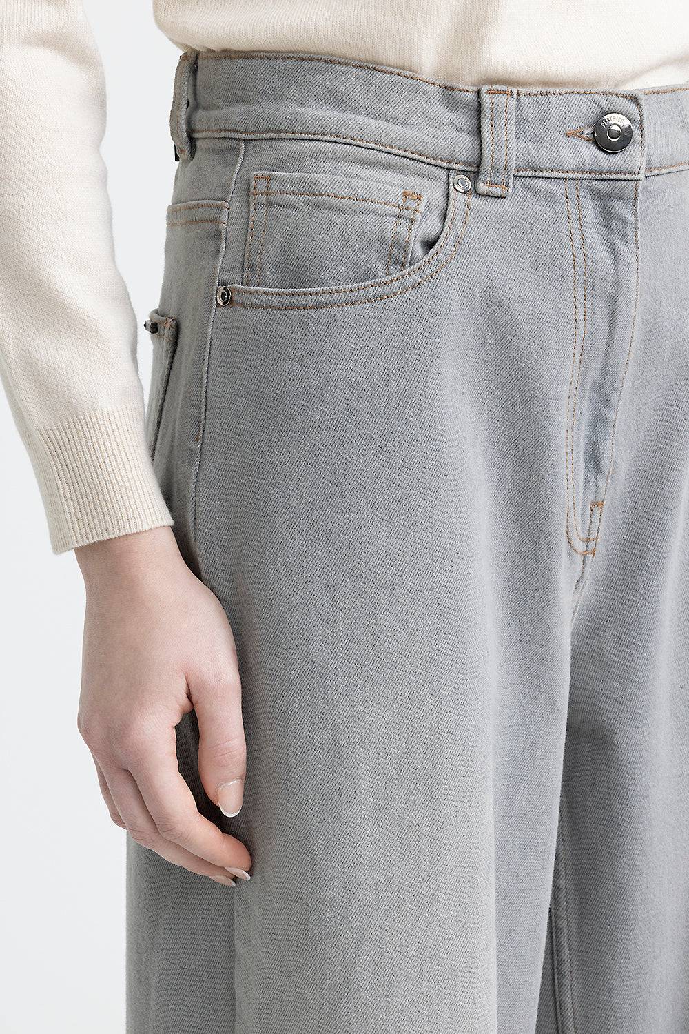 Peserico Pantalone Baggy Over In Denim
