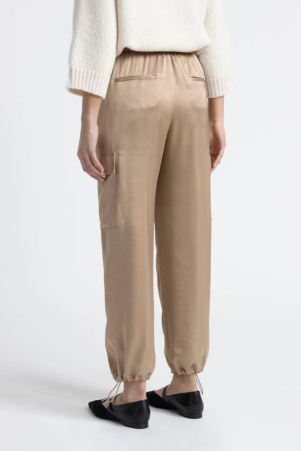 Peserico Pantalone Cargo Baggy In Raso Di Viscosa