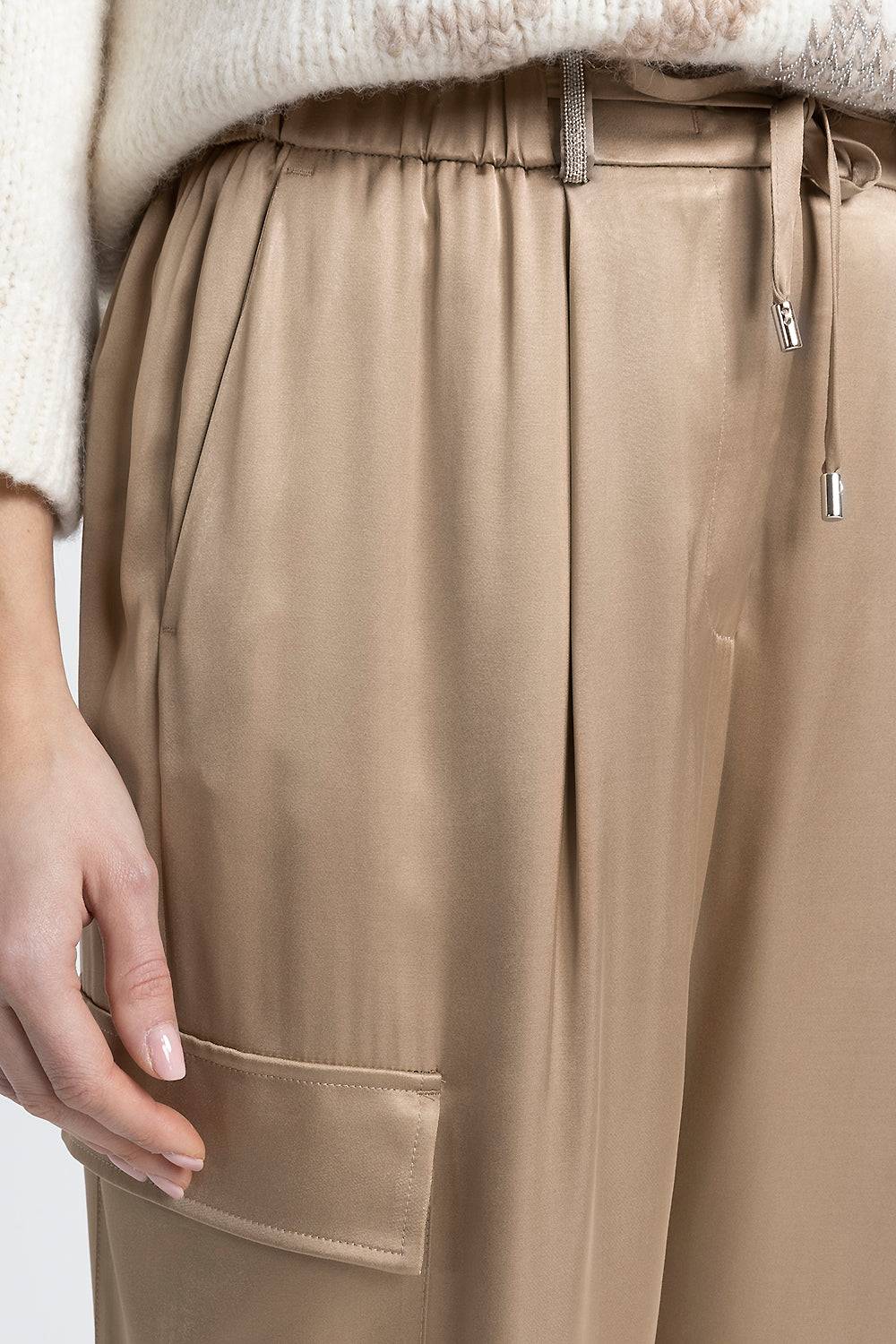 Peserico Pantalone Cargo Baggy In Raso Di Viscosa