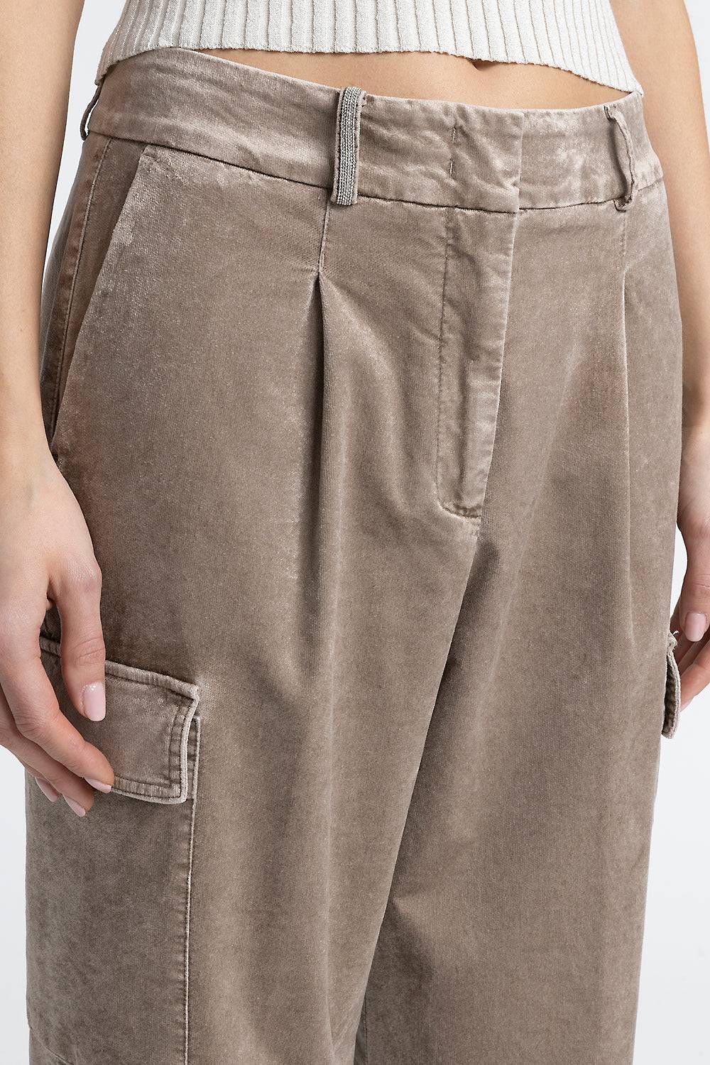Peserico Pantalone Cargo Carrot In Velluto A Coste