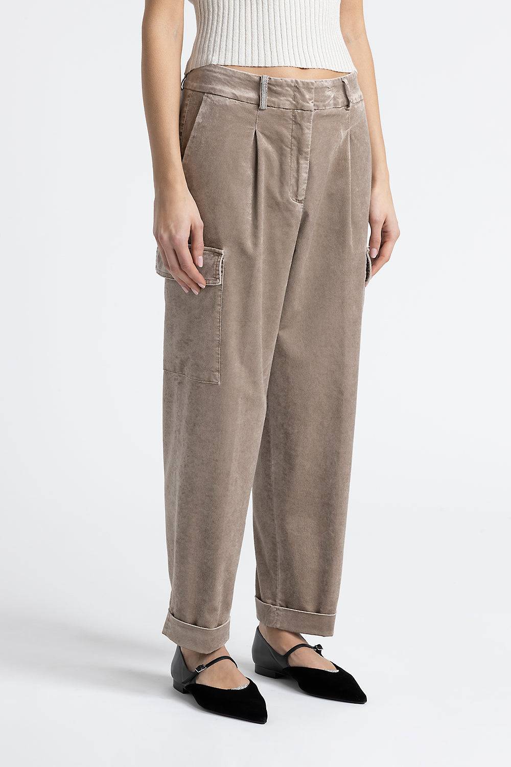 Peserico Pantalone cargo carrot in velluto a coste